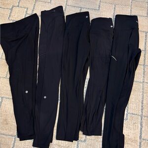 Lot of 5 - 4 Lululemon- 1 Athleta Black Leggings Size 6